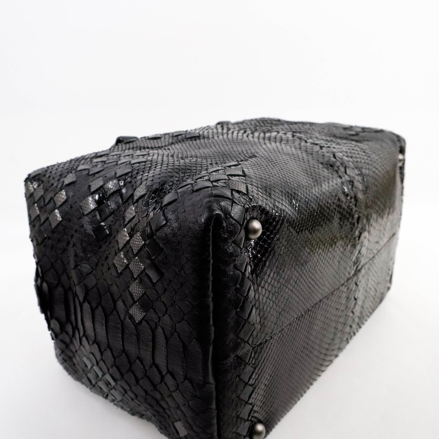 Bottega Handbag Python Black