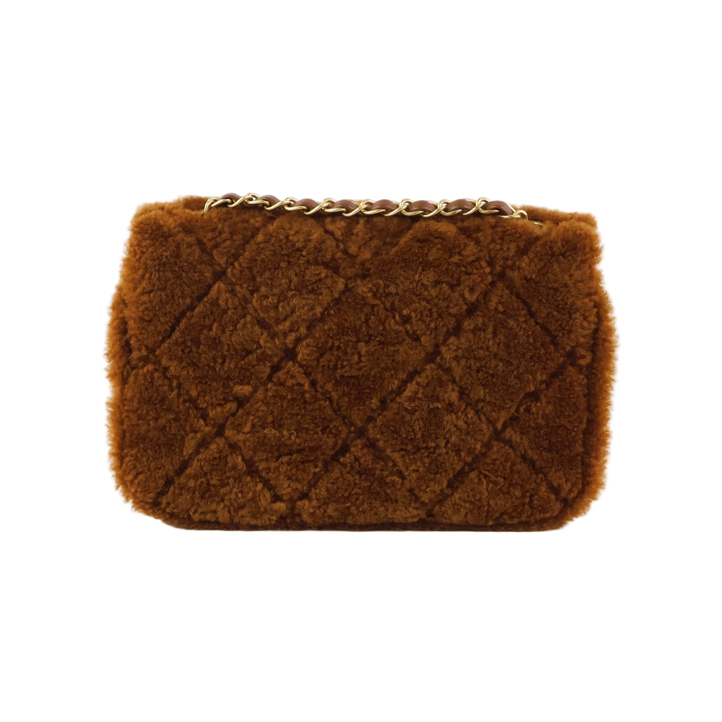 Chanel Flap Bag Fur Brown GHW Lamb