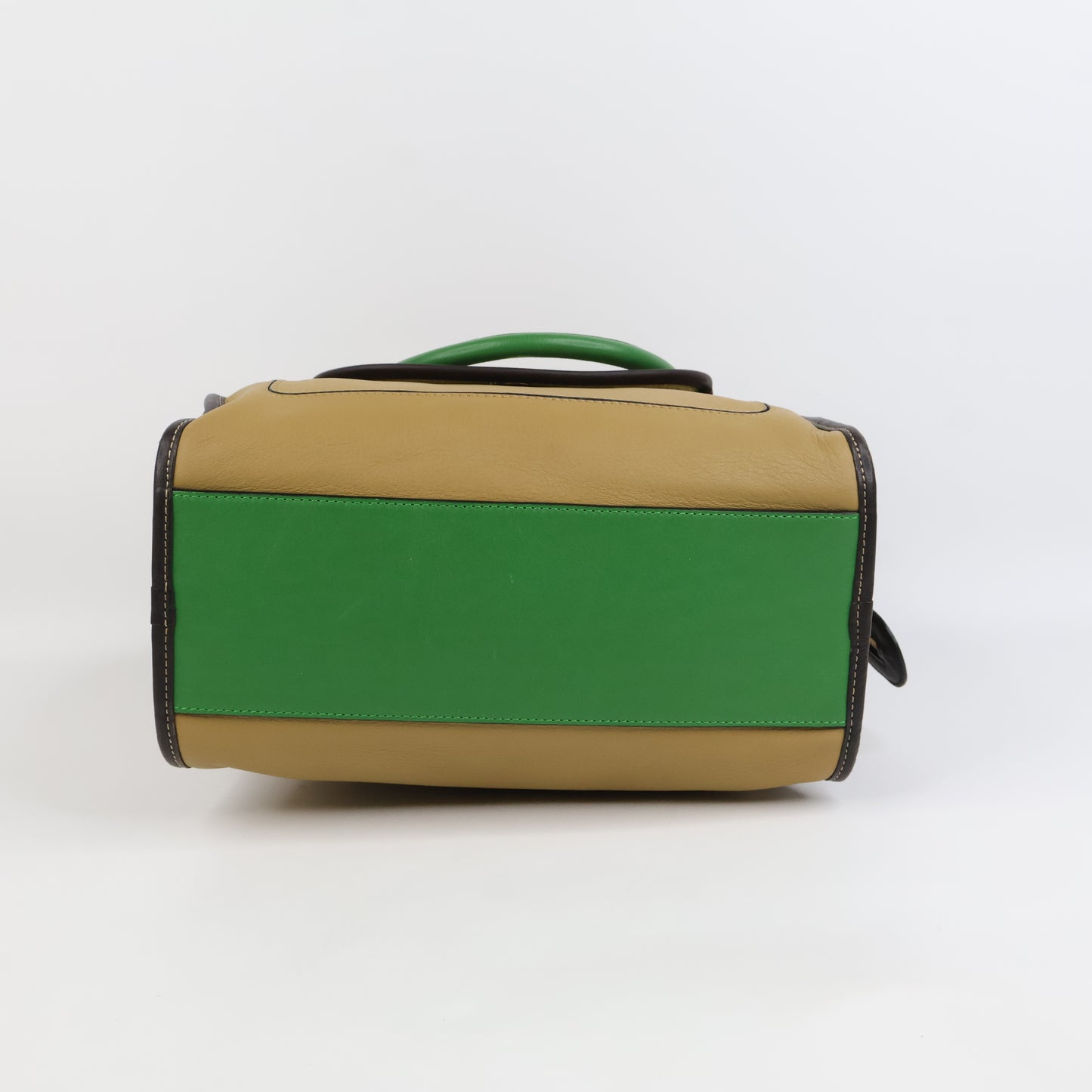 Loewe Anagram Tricolor Pebbled Handbag Leather Tan Green