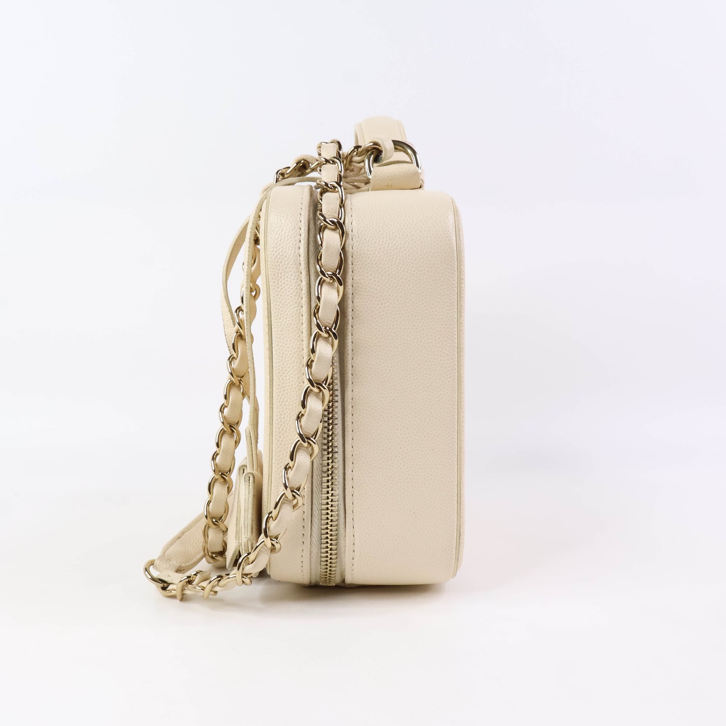 Chanel Filigree Vanity Case White Caviar LGHW