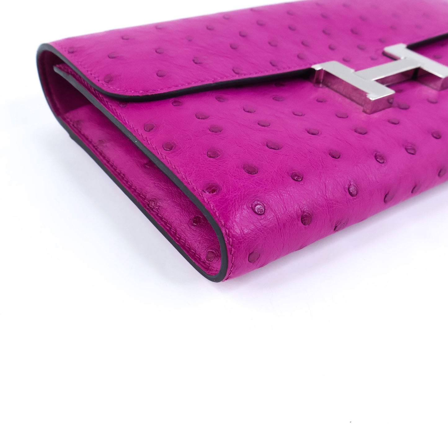 Hermes Constance Wallet Ostrich Rose Popou