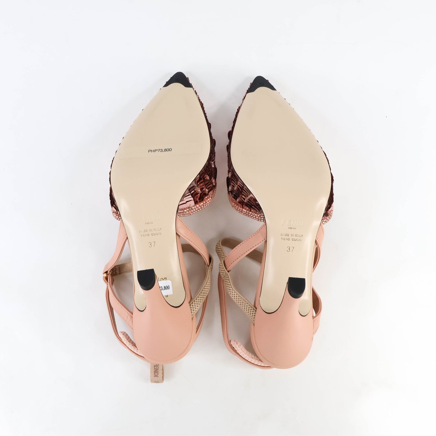 Fendi Sandals Sling Back Sequinned Pink 37