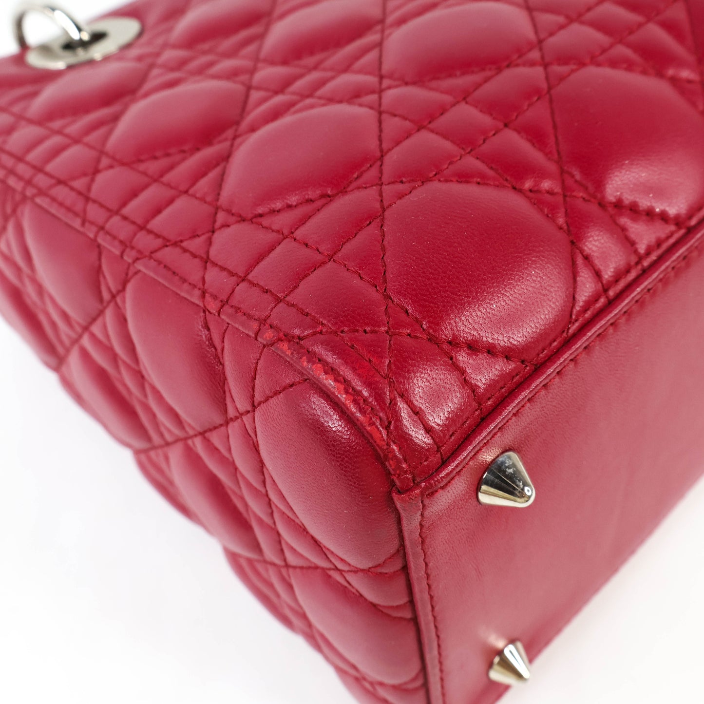 Christian Dior Lady Medium Rouge Carmi Lambskin