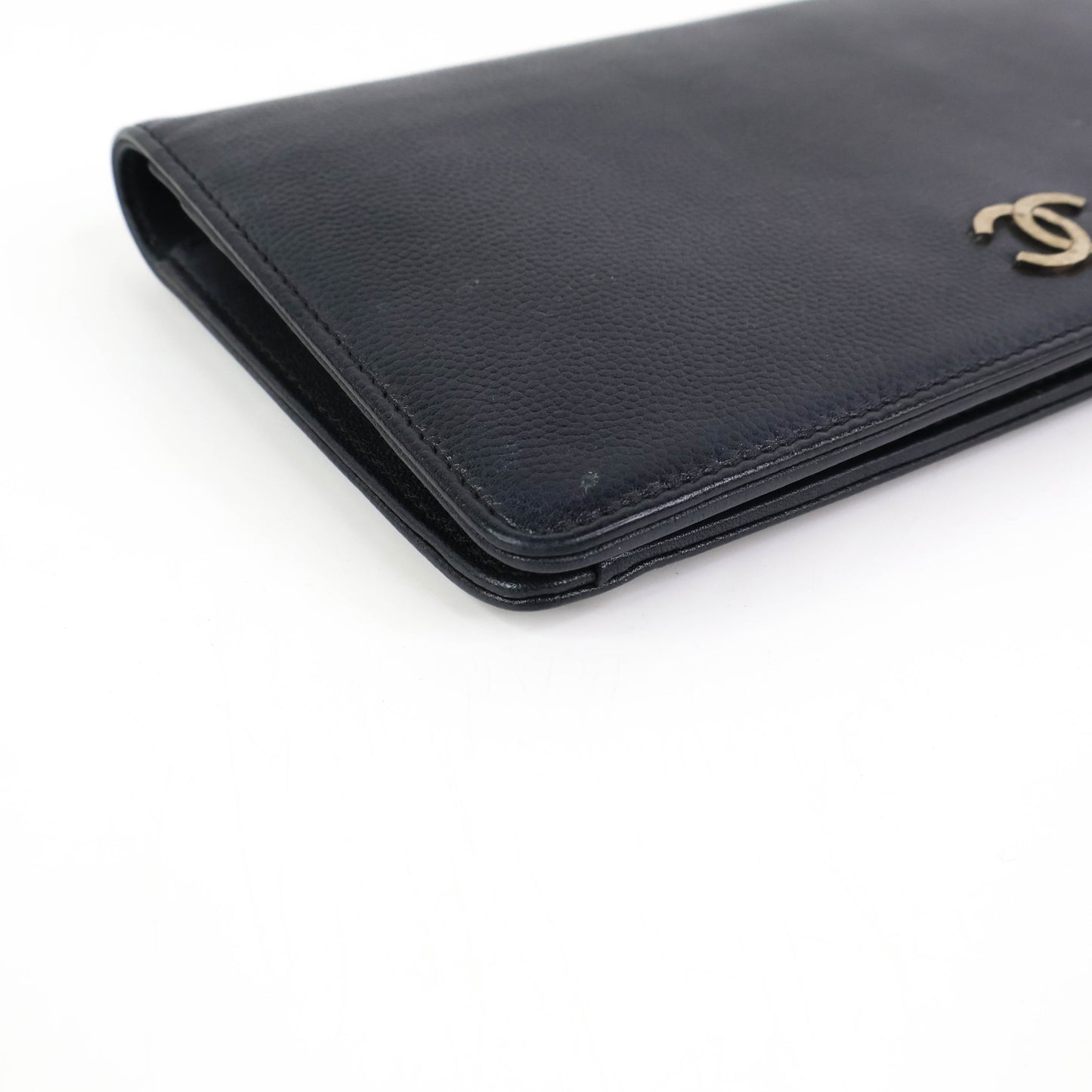 Chanel Bi Fold Long Wallet Black Caviar GHW