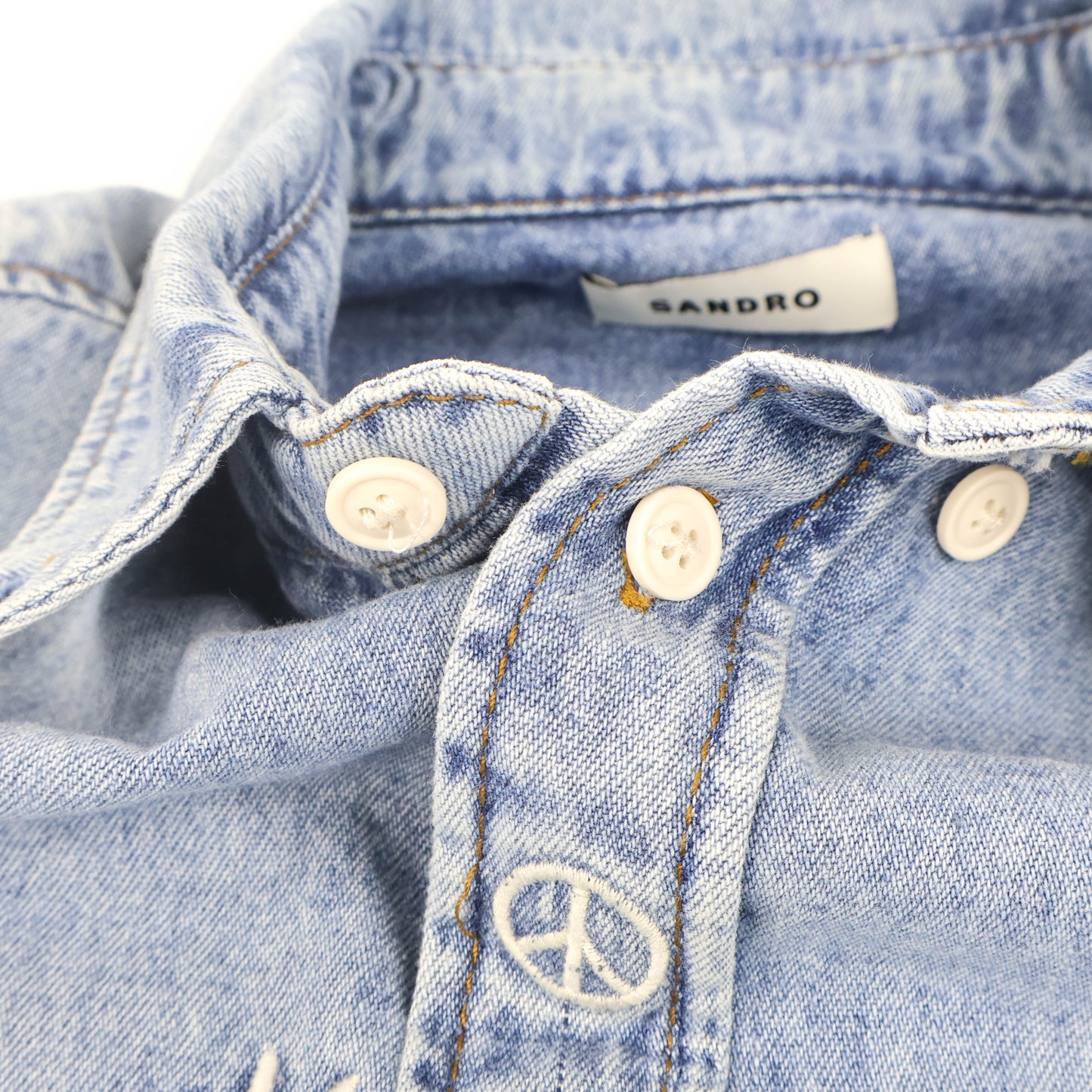 Sandro Embroidered Shirt Denim Blue