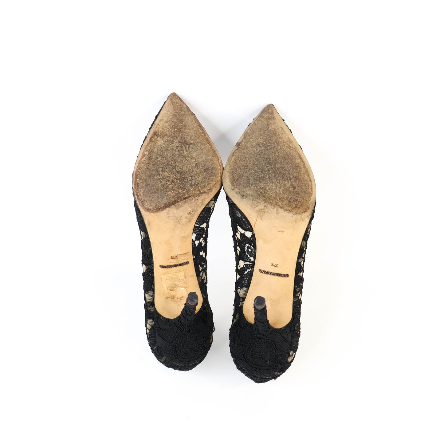 Dolce & Gabbana Pumps Lace Black Crystal 37.5