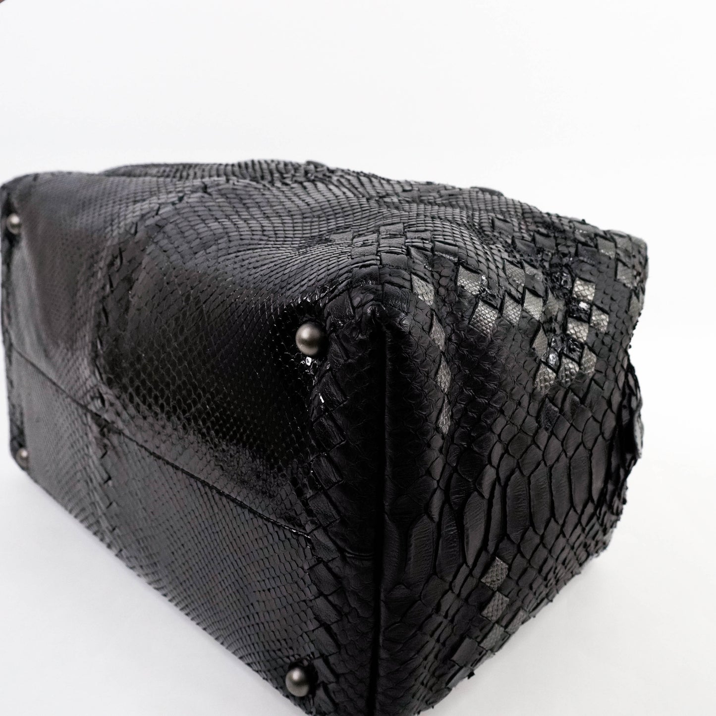 Bottega Handbag Python Black