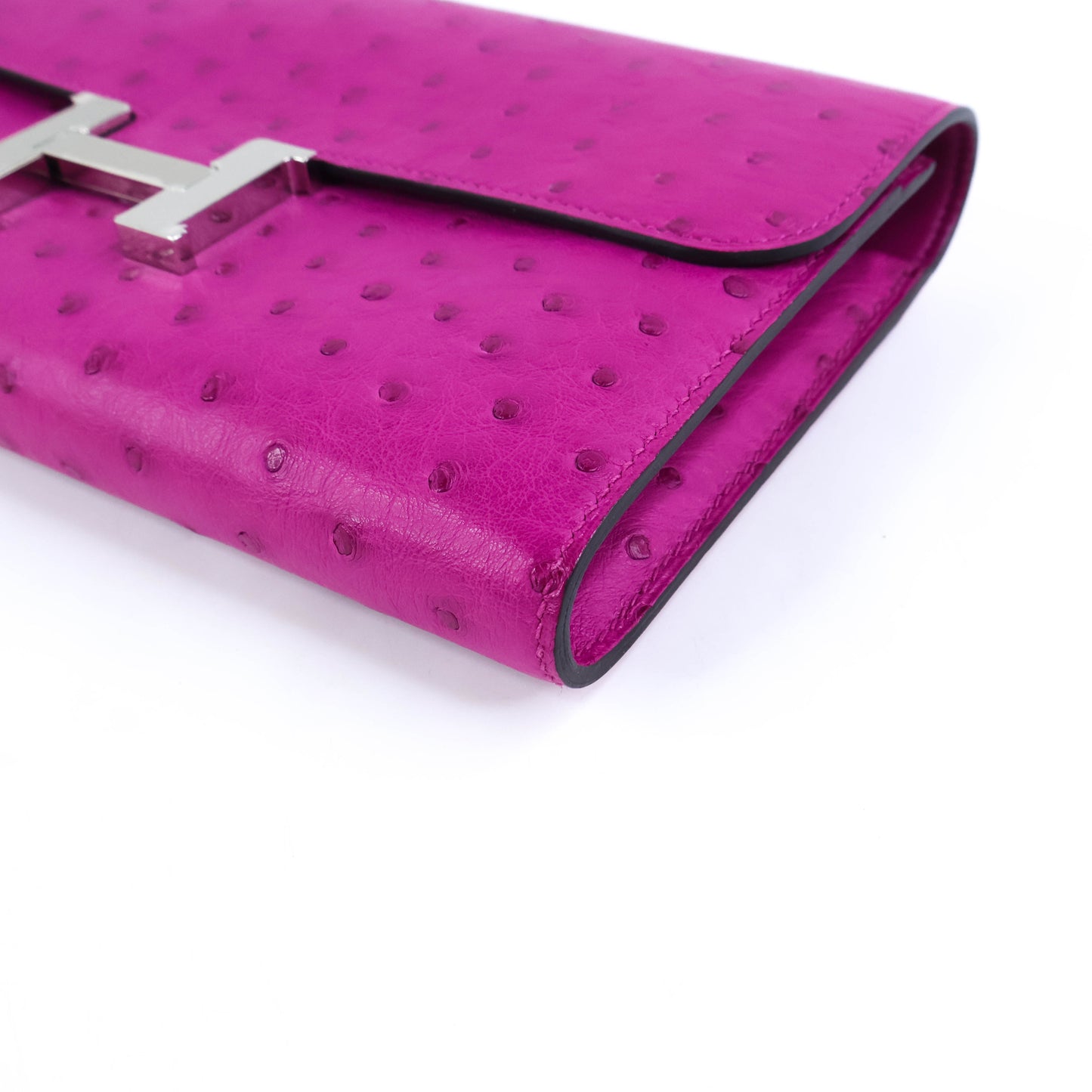 Hermes Constance Wallet Ostrich Rose Popou