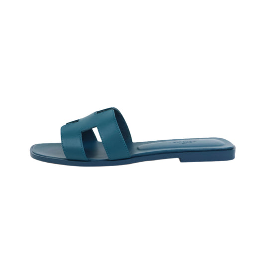 Hermes Oran Sandals Blue Emeraude 40.5