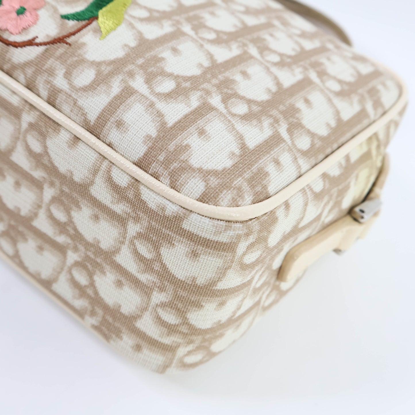 Christian Dior Vintage Crossbody Bag Oblique Beige Flowers