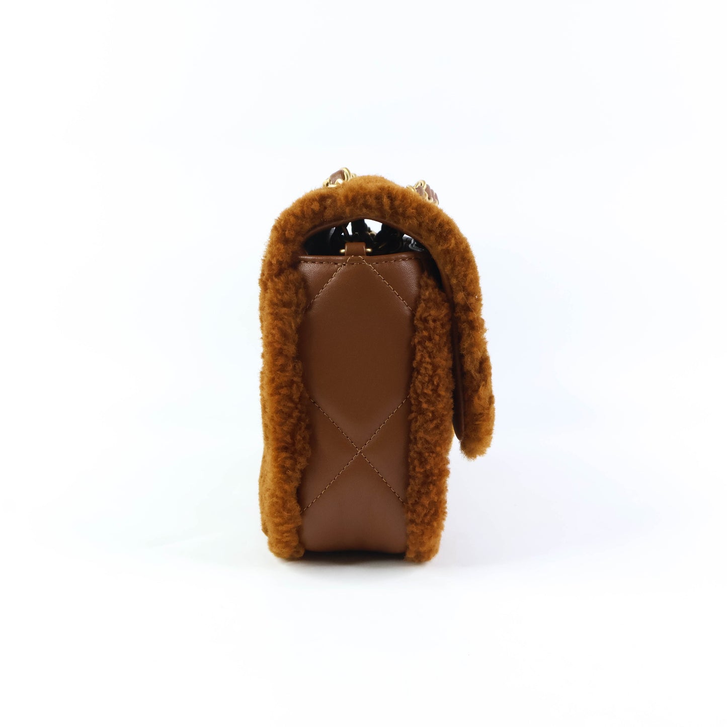 Chanel Flap Bag Fur Brown GHW Lamb