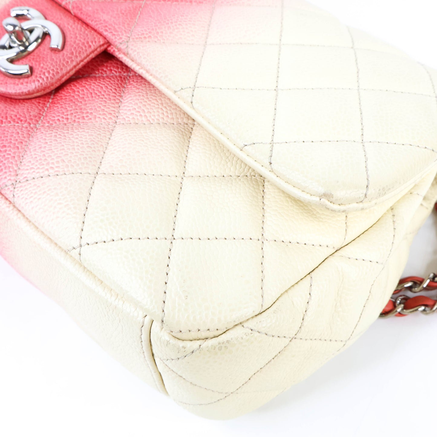 Chanel Flap Quilted Ombre White Red Caviar SHW