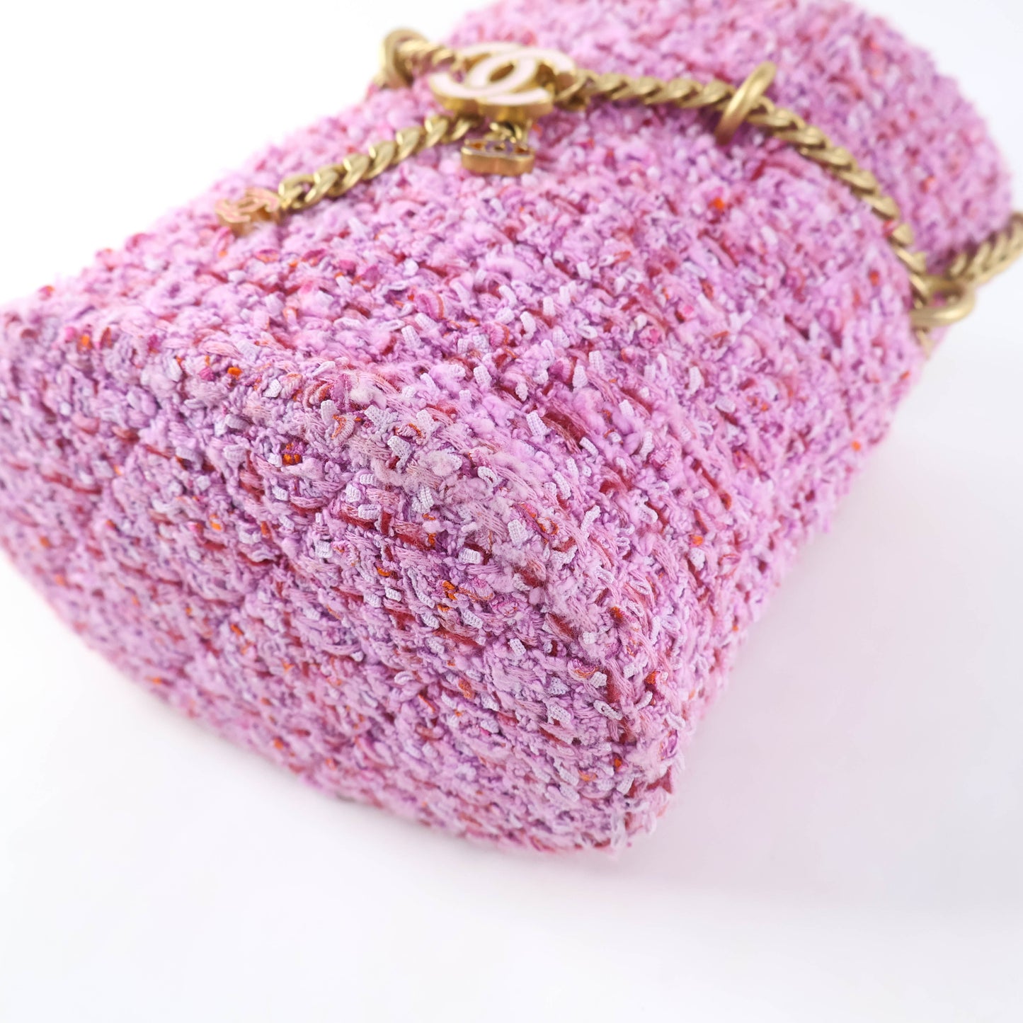 Chanel Bucket Tweed Pink GHW