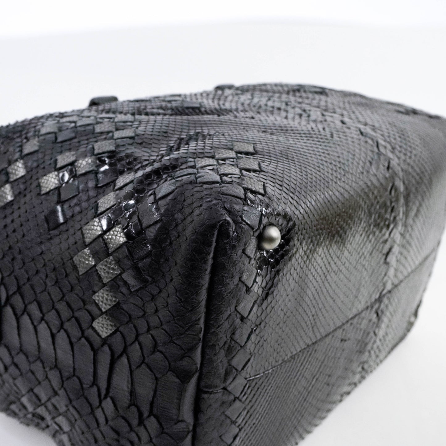 Bottega Handbag Python Black