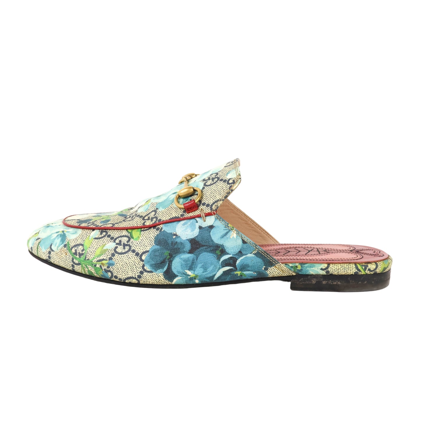 Gucci Horsebit Flat Princetown Floral Blue 38