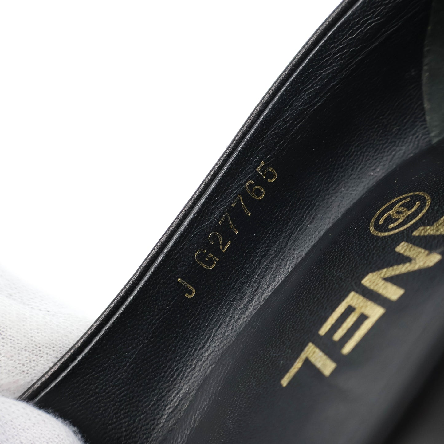 Chanel Pumps Leather Gold Black 38.5