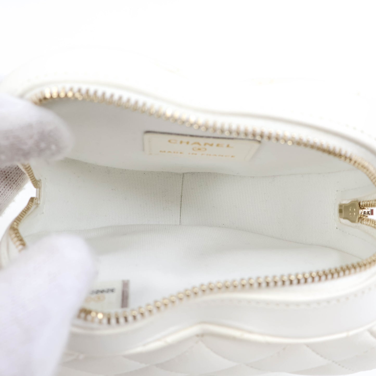 Chanel Heart Bag Small White Lamb