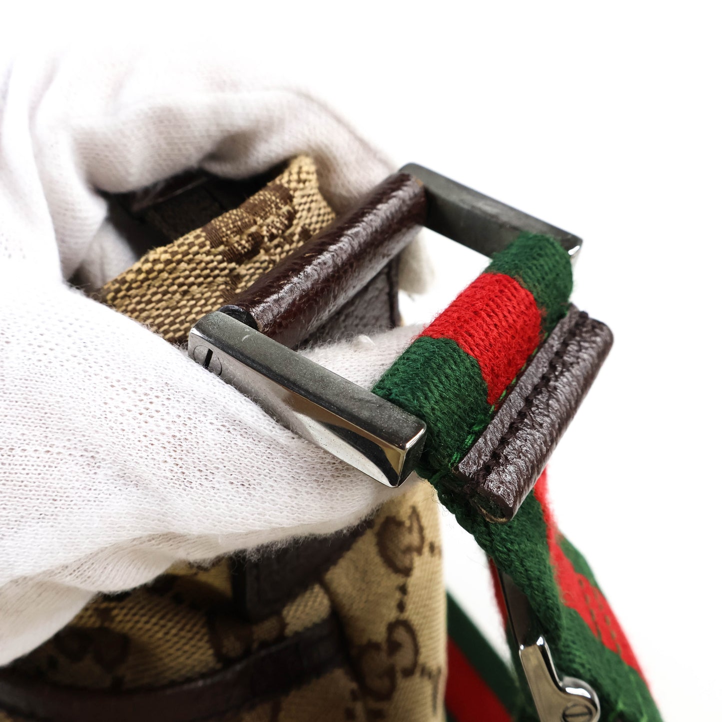 Gucci Messenger Bag Canvas Brown Green/Red