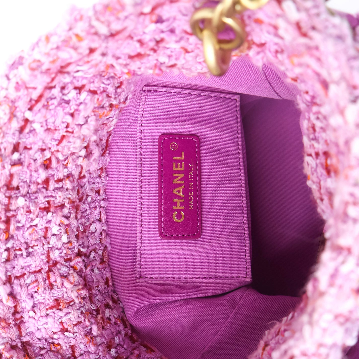 Chanel Bucket Tweed Pink GHW