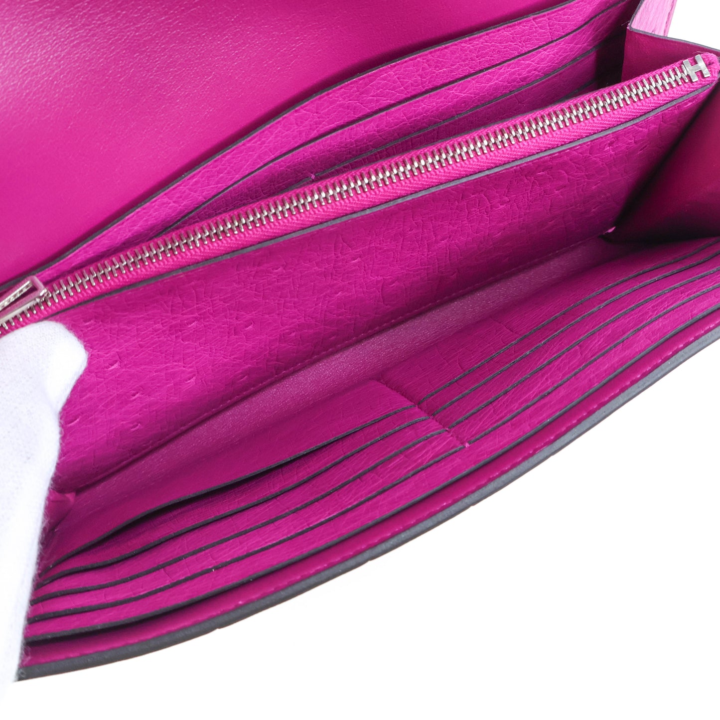 Hermes Constance Wallet Ostrich Rose Popou