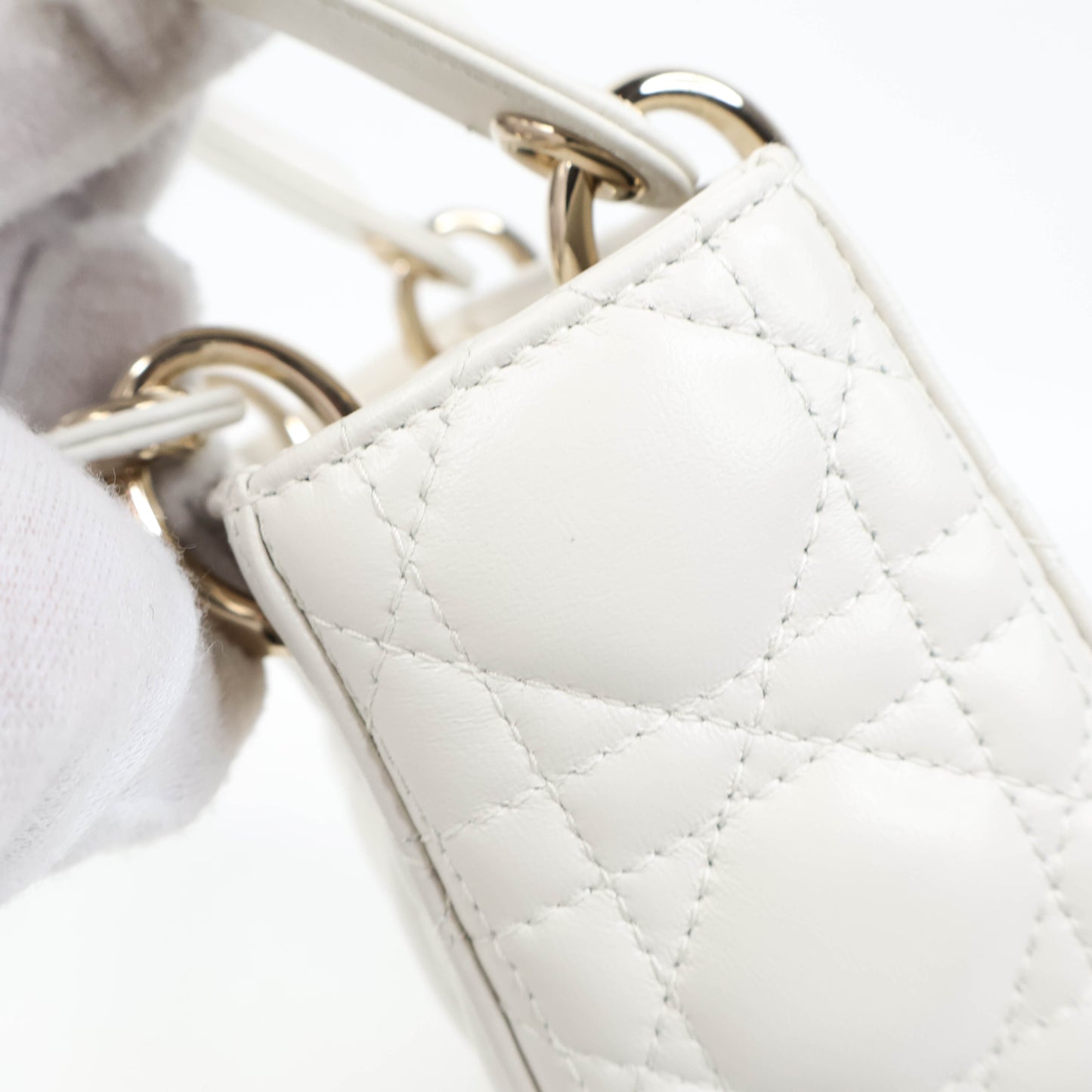Dior Mini Lady Dior Bag White Cannage Lambskin