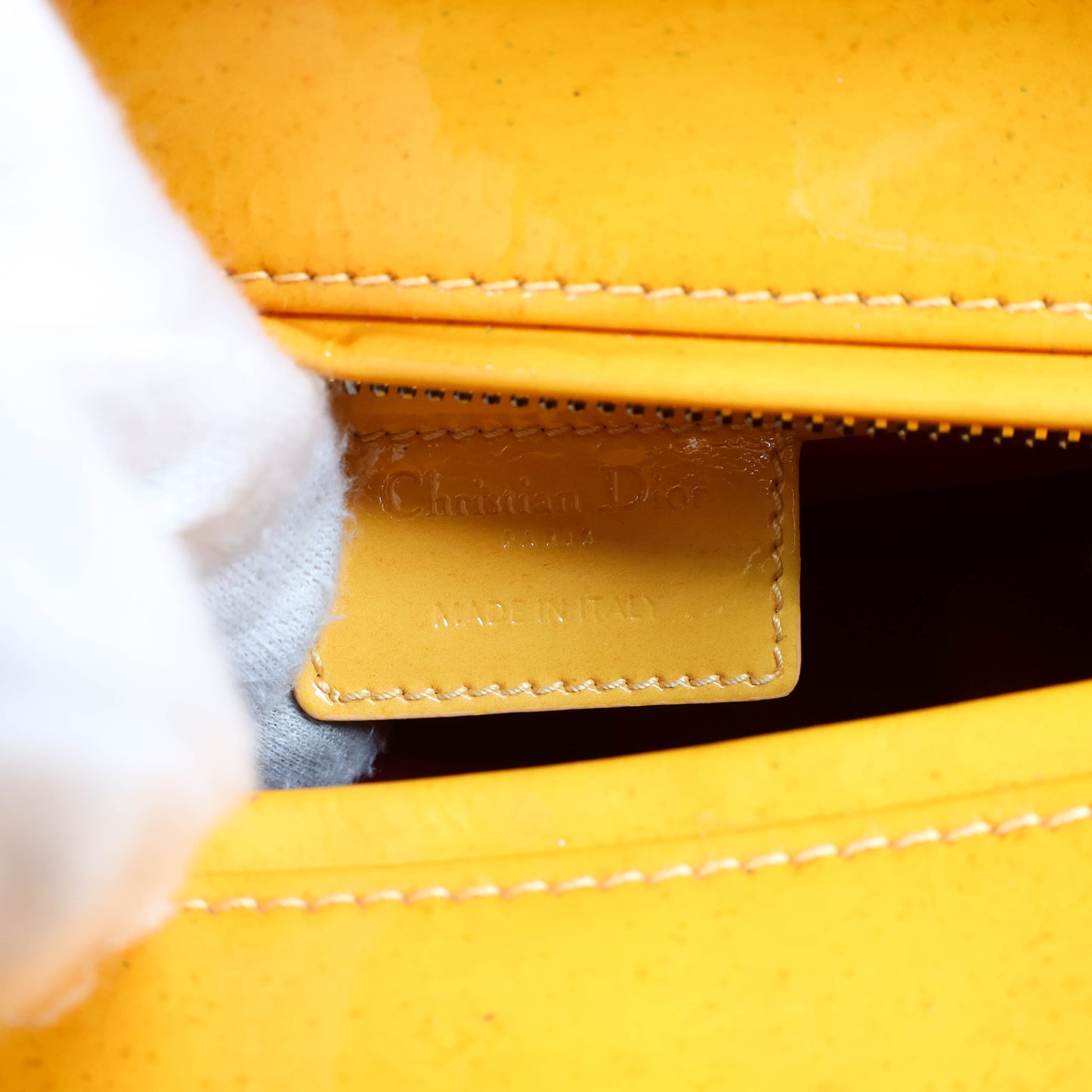 Christian Dior Lady Medium Patent Ombre Yellow Orange