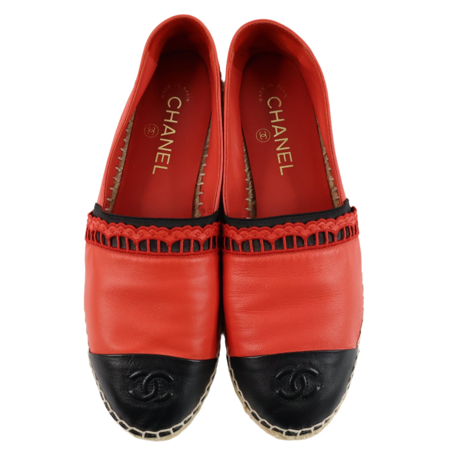 Chanel Espadrille Leather Red 38