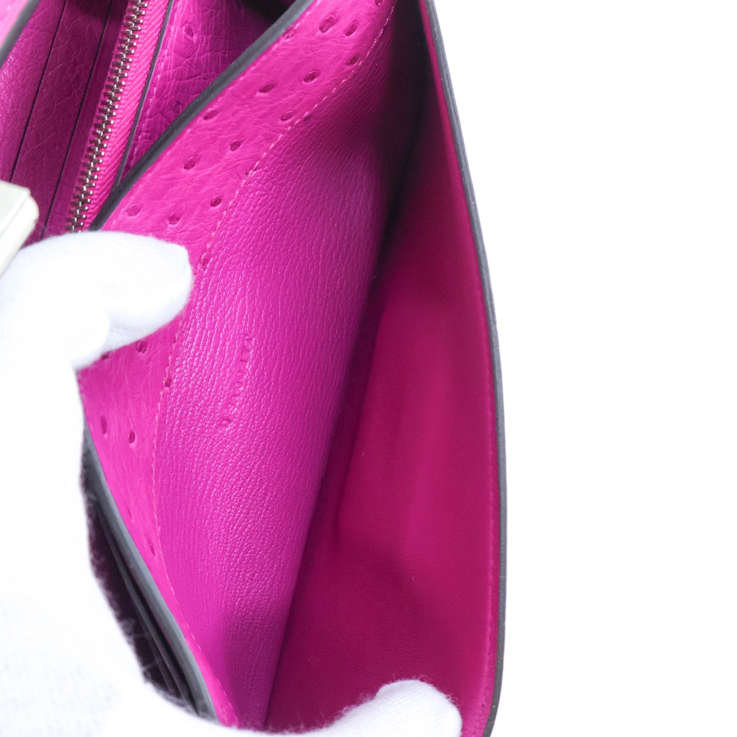 Hermes Constance Wallet Ostrich Rose Popou