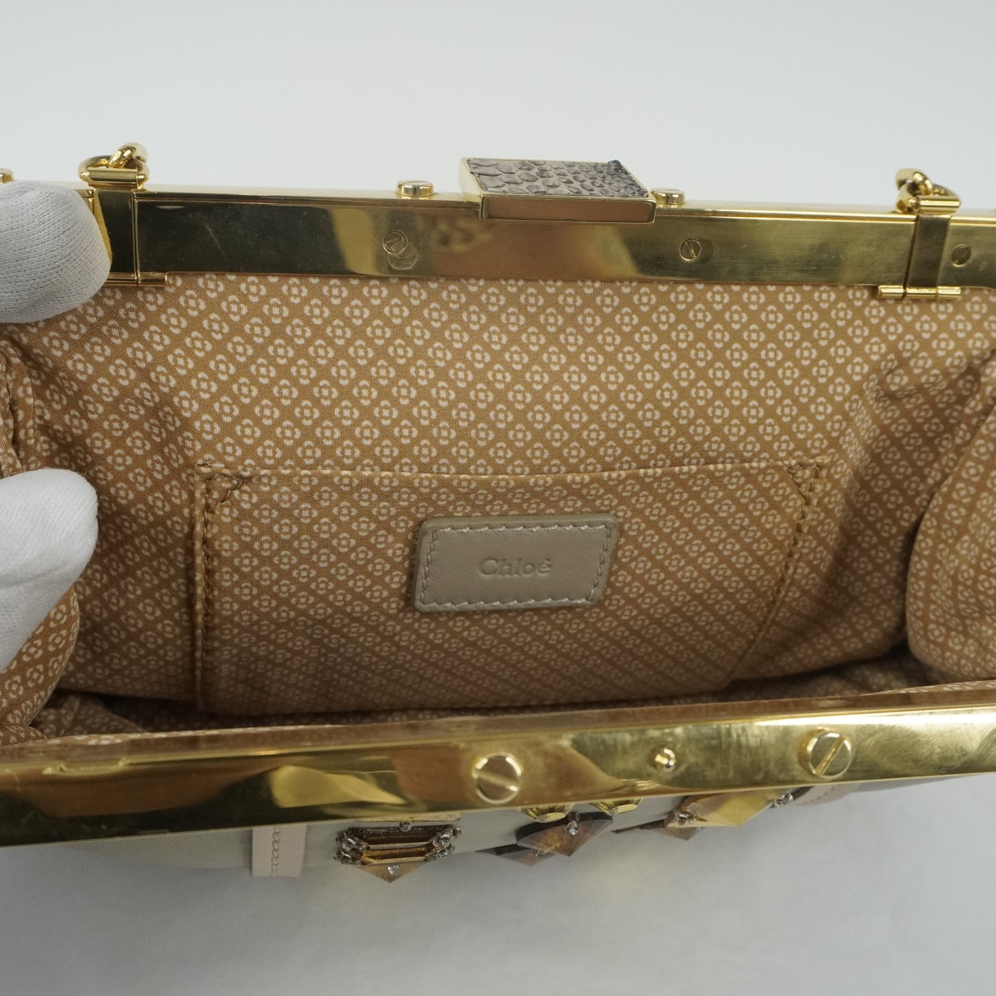 Chloe Clutch with Chain Grey