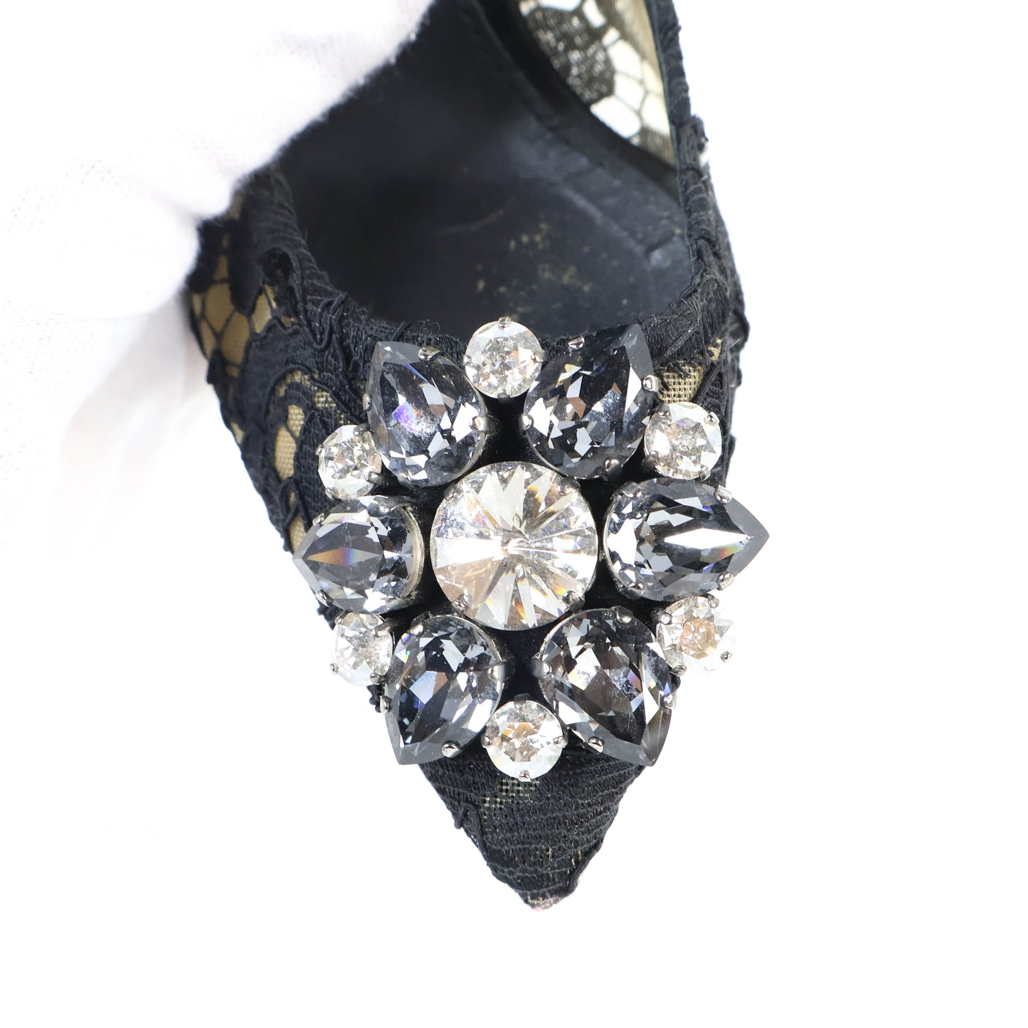 Dolce & Gabbana Pumps Lace Black Crystal 37.5