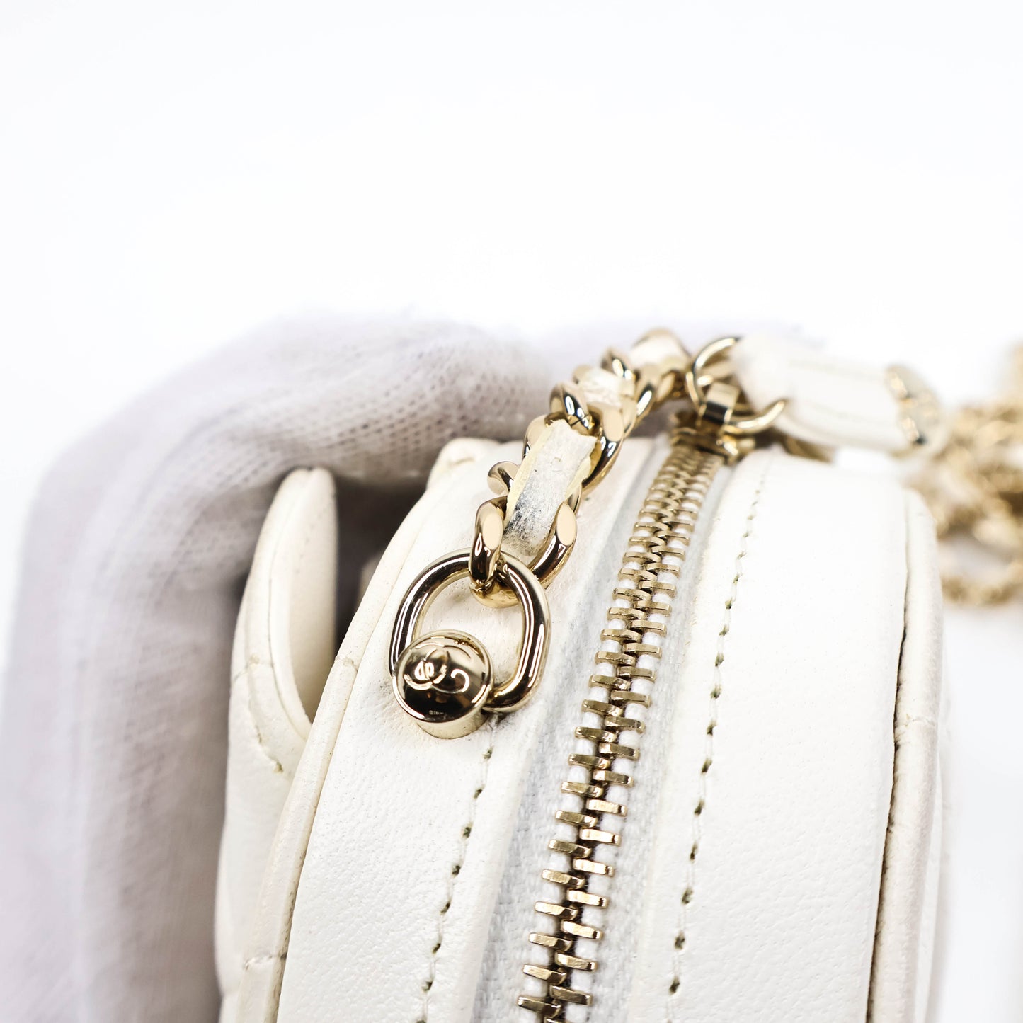 Chanel Heart Bag Small White Lamb