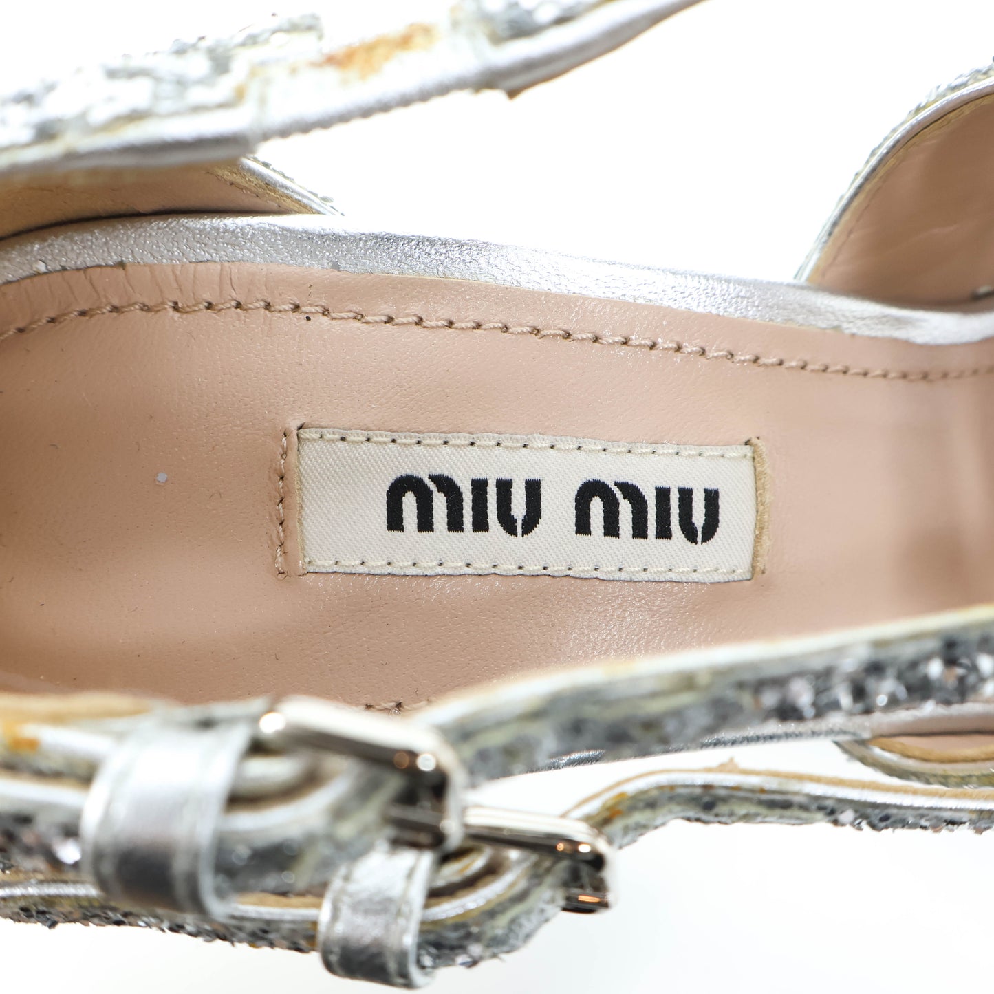 Miu Miu Heels Silver Glitter 36