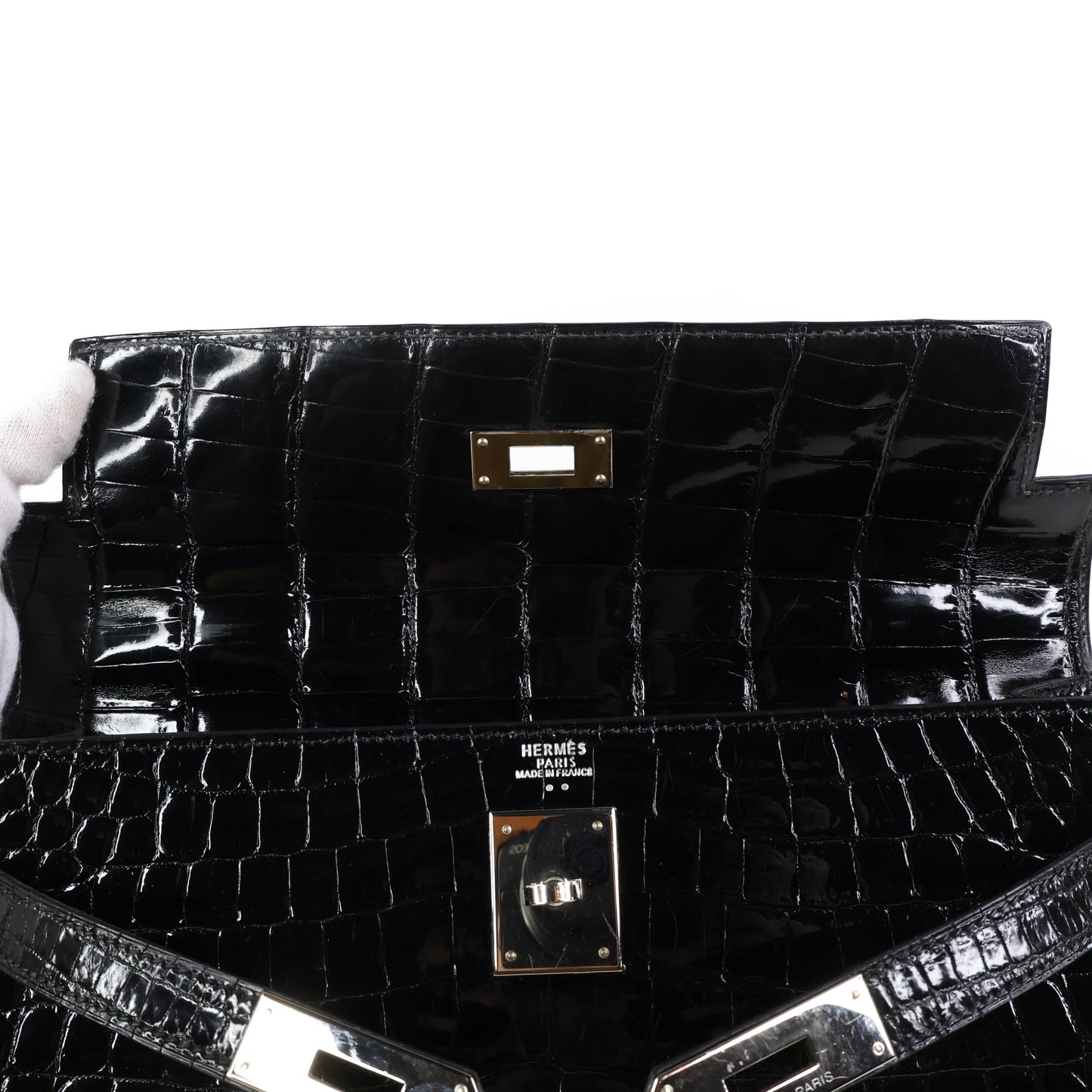 Hermes Kelly32 Black Niloticus shiny