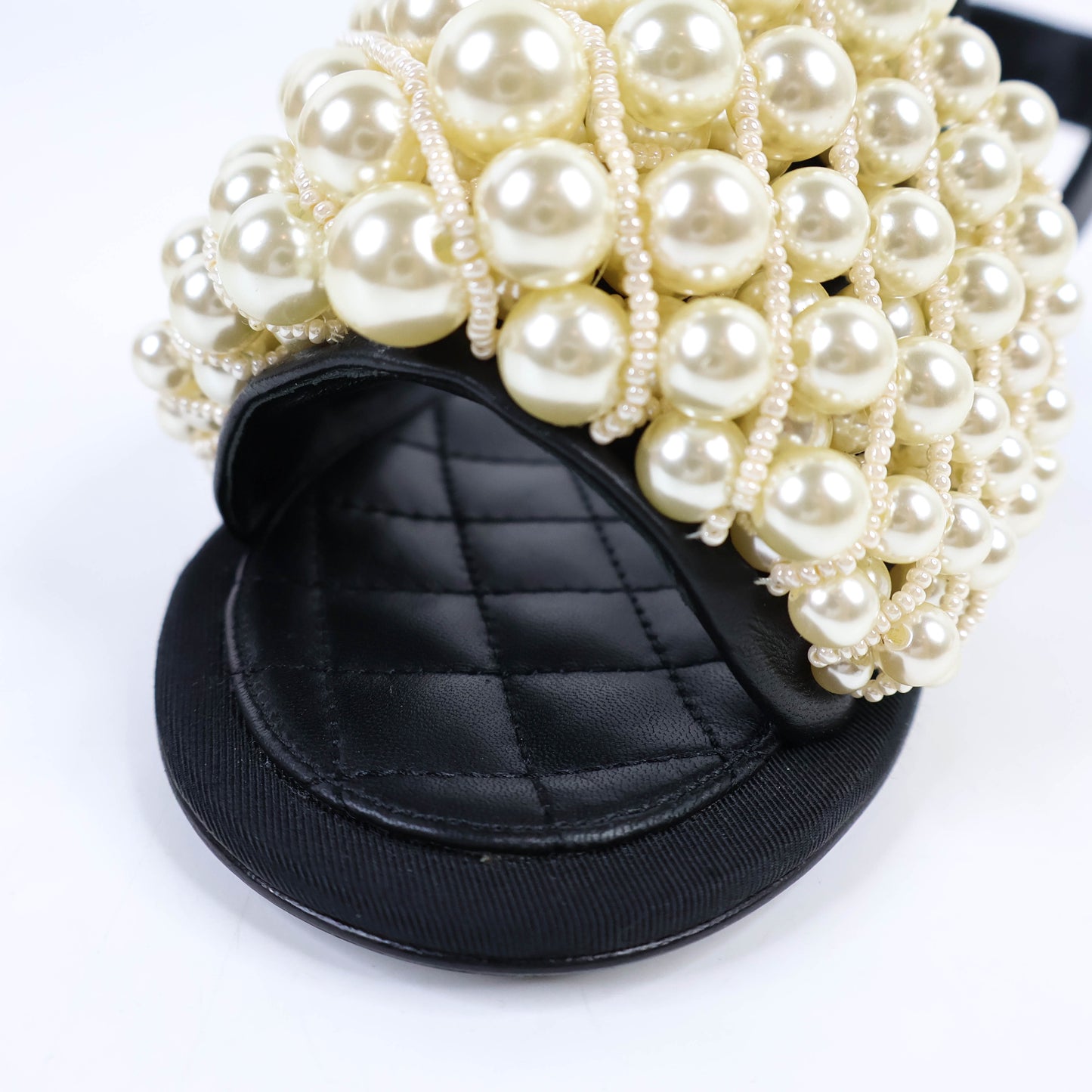 Chanel Sandals Sling Back Black/Pearl Size 37