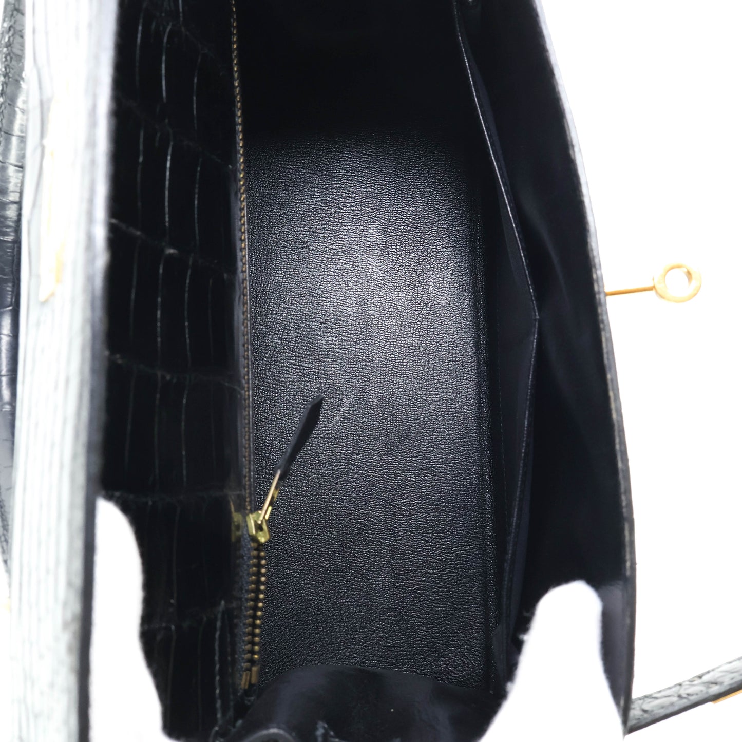 Hermes Kelly 28 Crocodile Porosus Black GHW