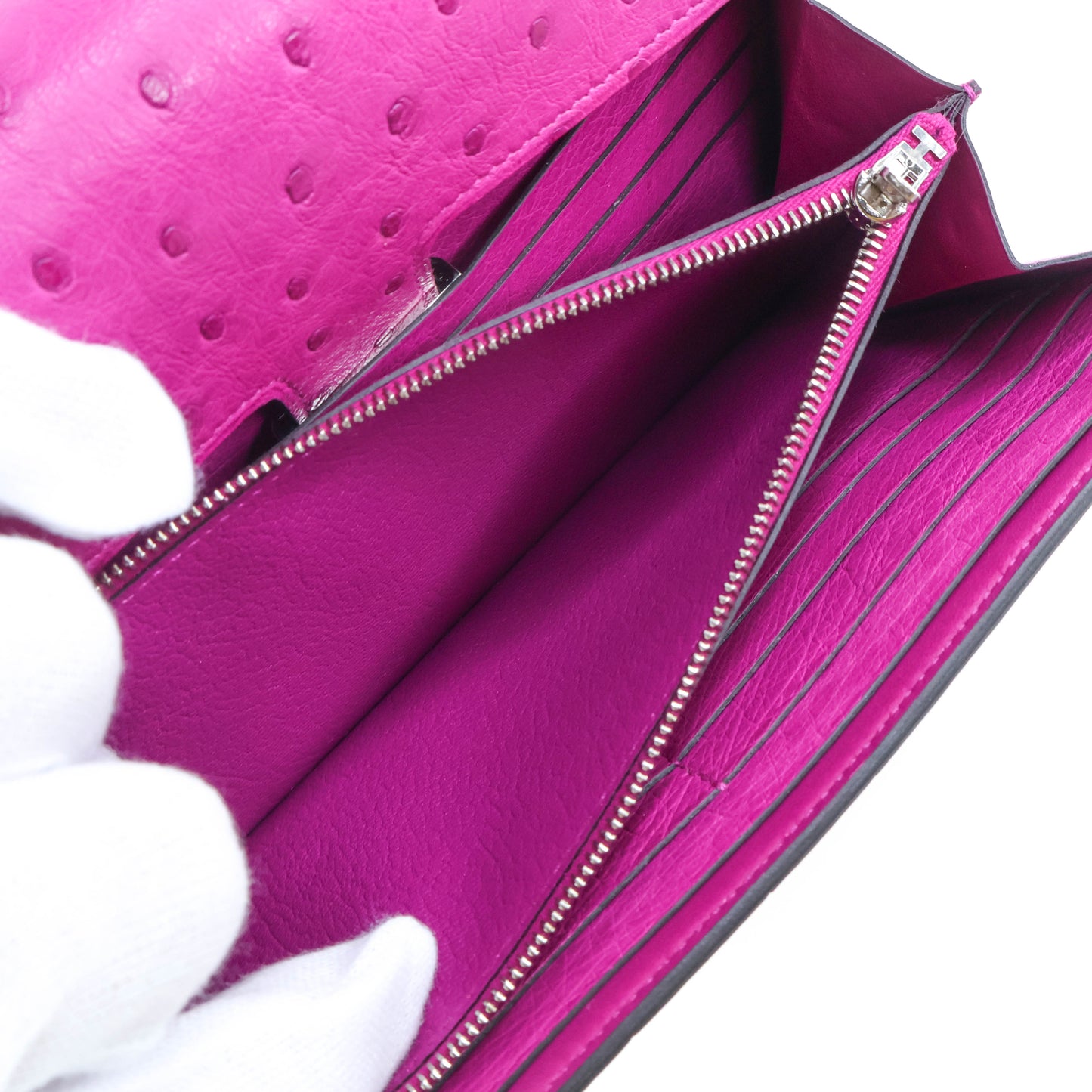 Hermes Constance Wallet Ostrich Rose Popou