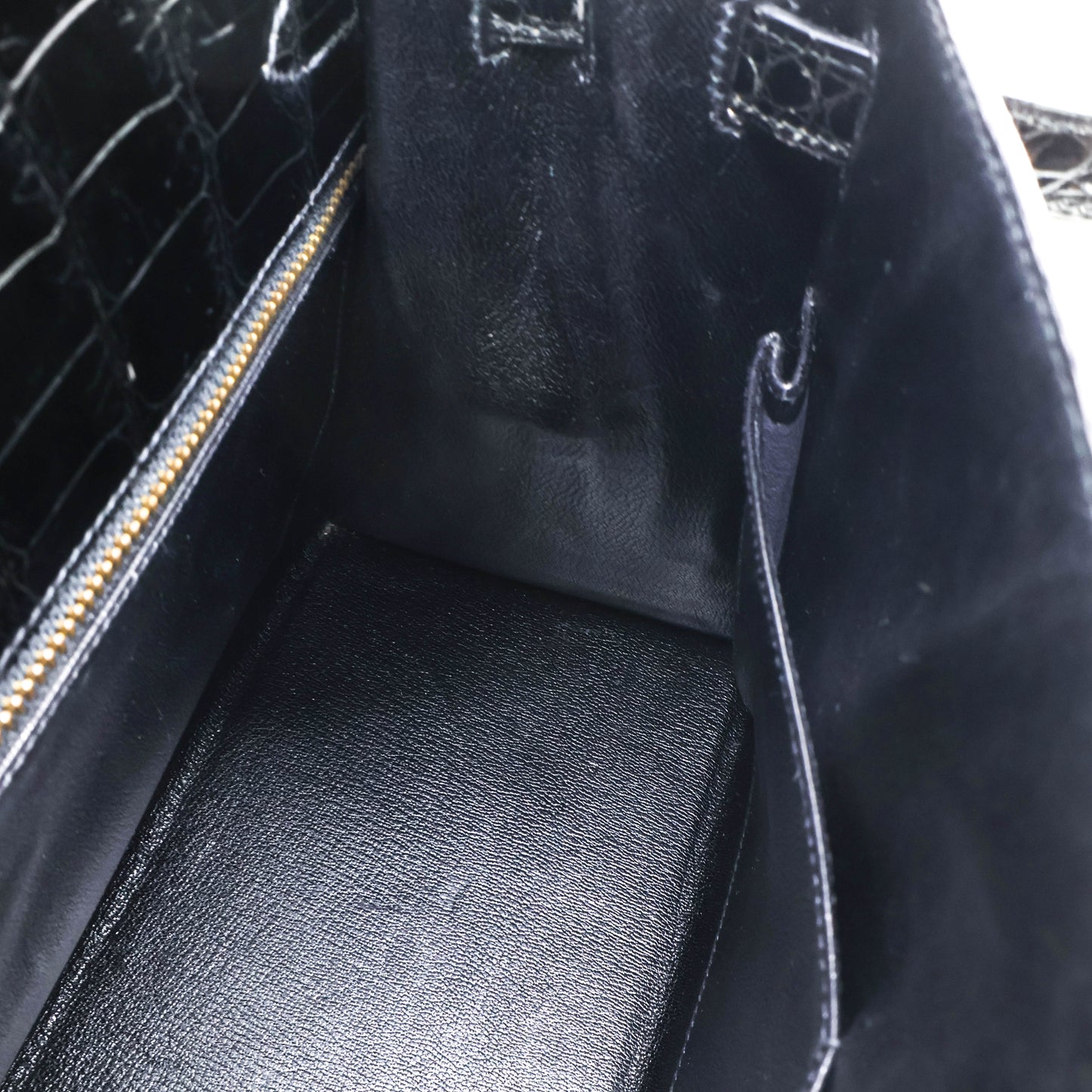 Hermes Kelly 28 Crocodile Porosus Black GHW