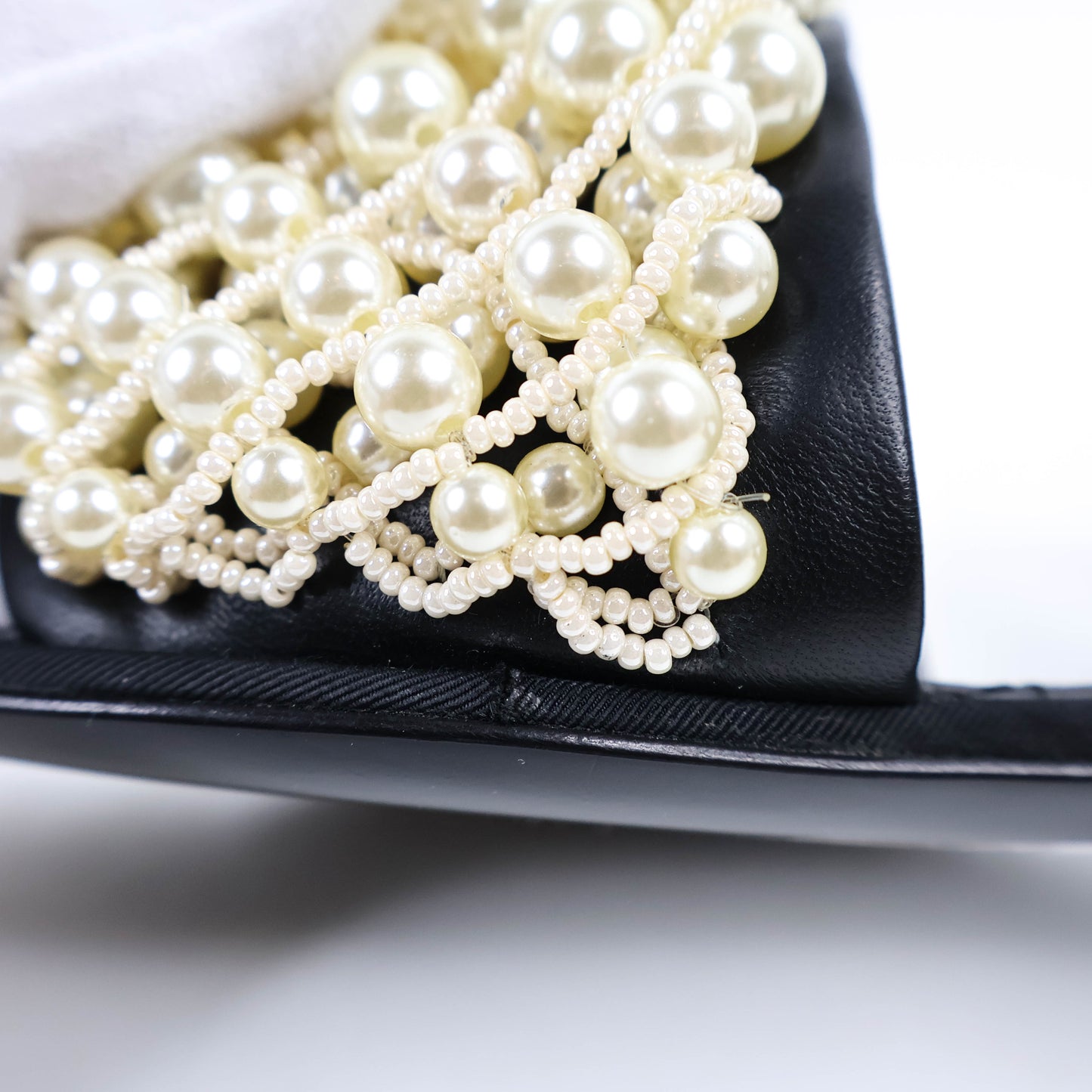 Chanel Sandals Sling Back Black/Pearl Size 37