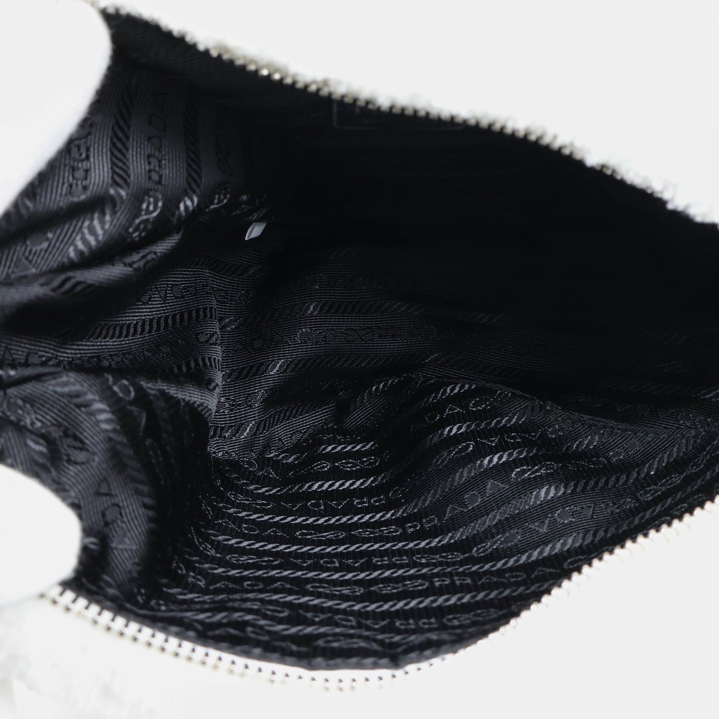 Prada Triangle Terrycloth Shoulder Bag White