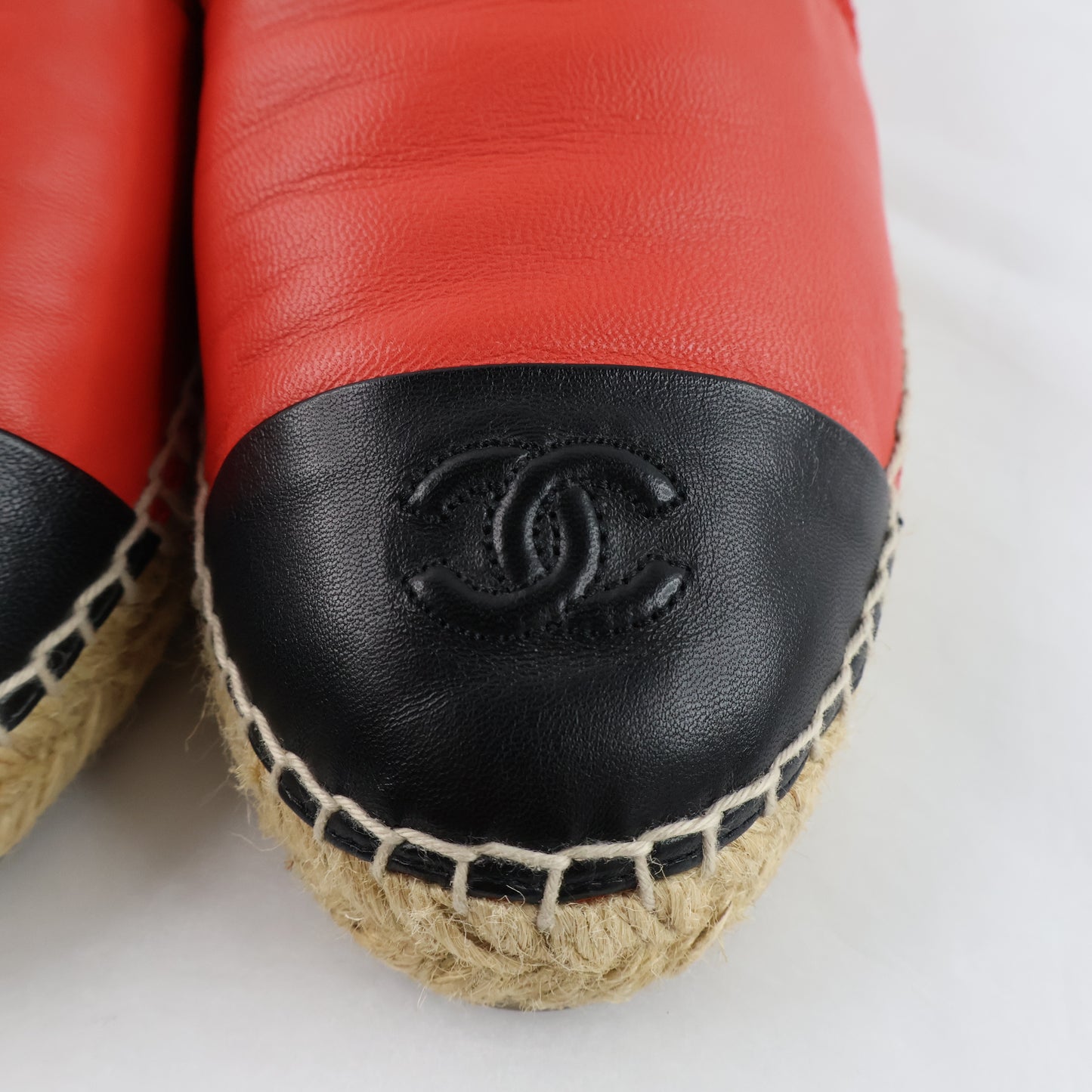 Chanel Espadrille Leather Red 38