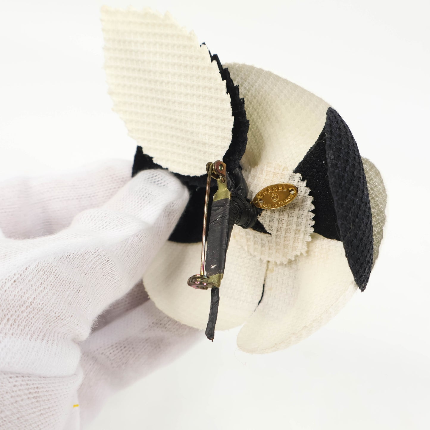 Chanel Brooch Camellia Pin Black White Vintage