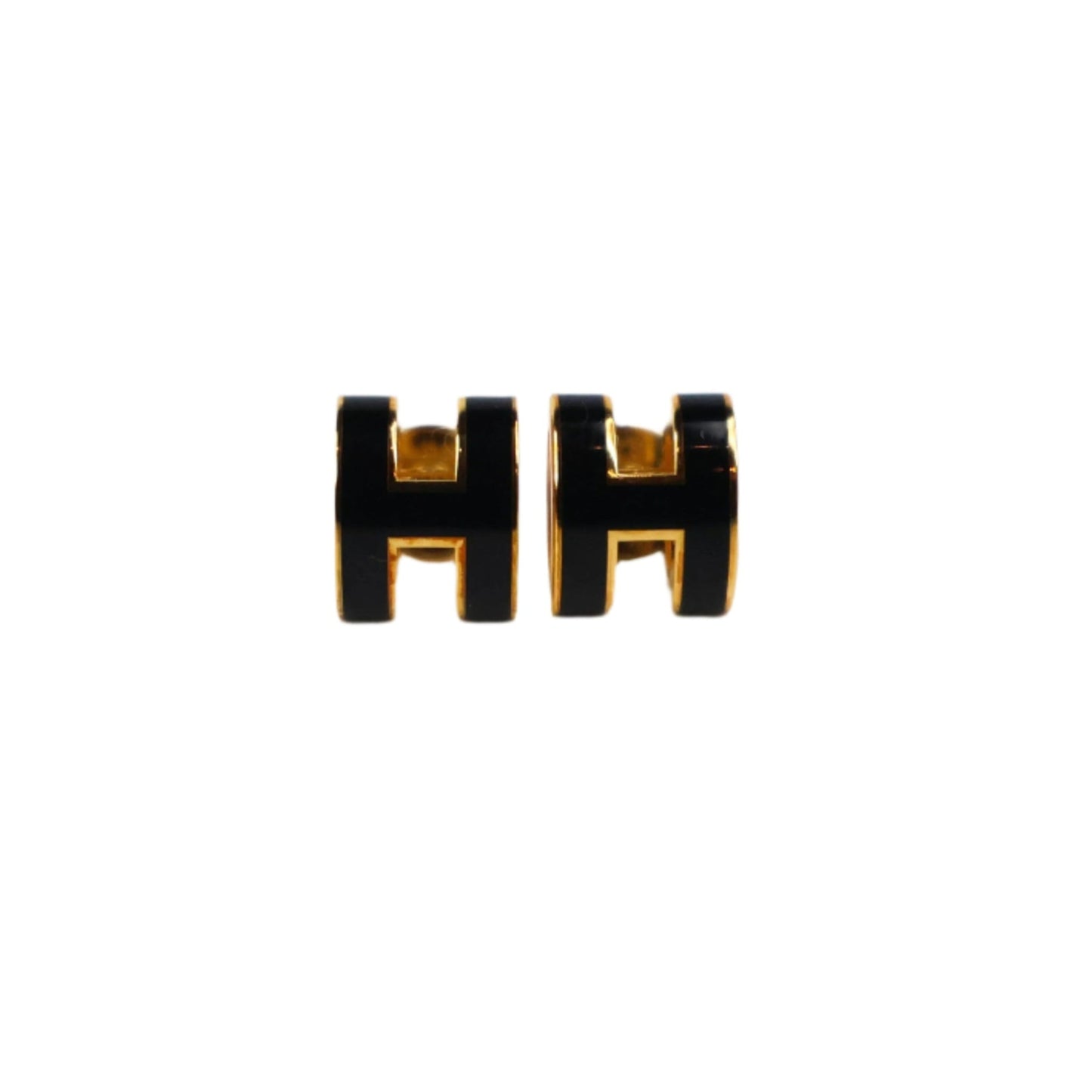 Hermes Mini Pop H Earrings Black GHW