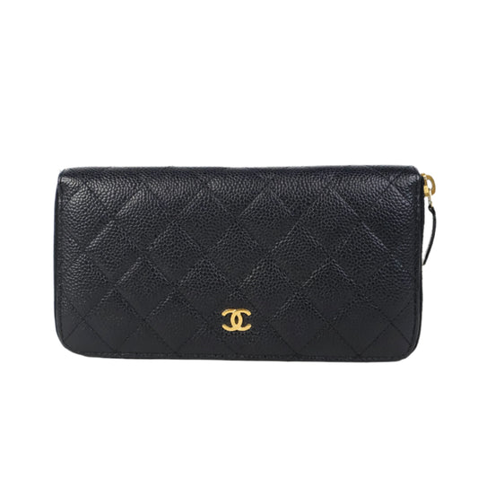 Chanel Zippy Long Wallet Black Caviar