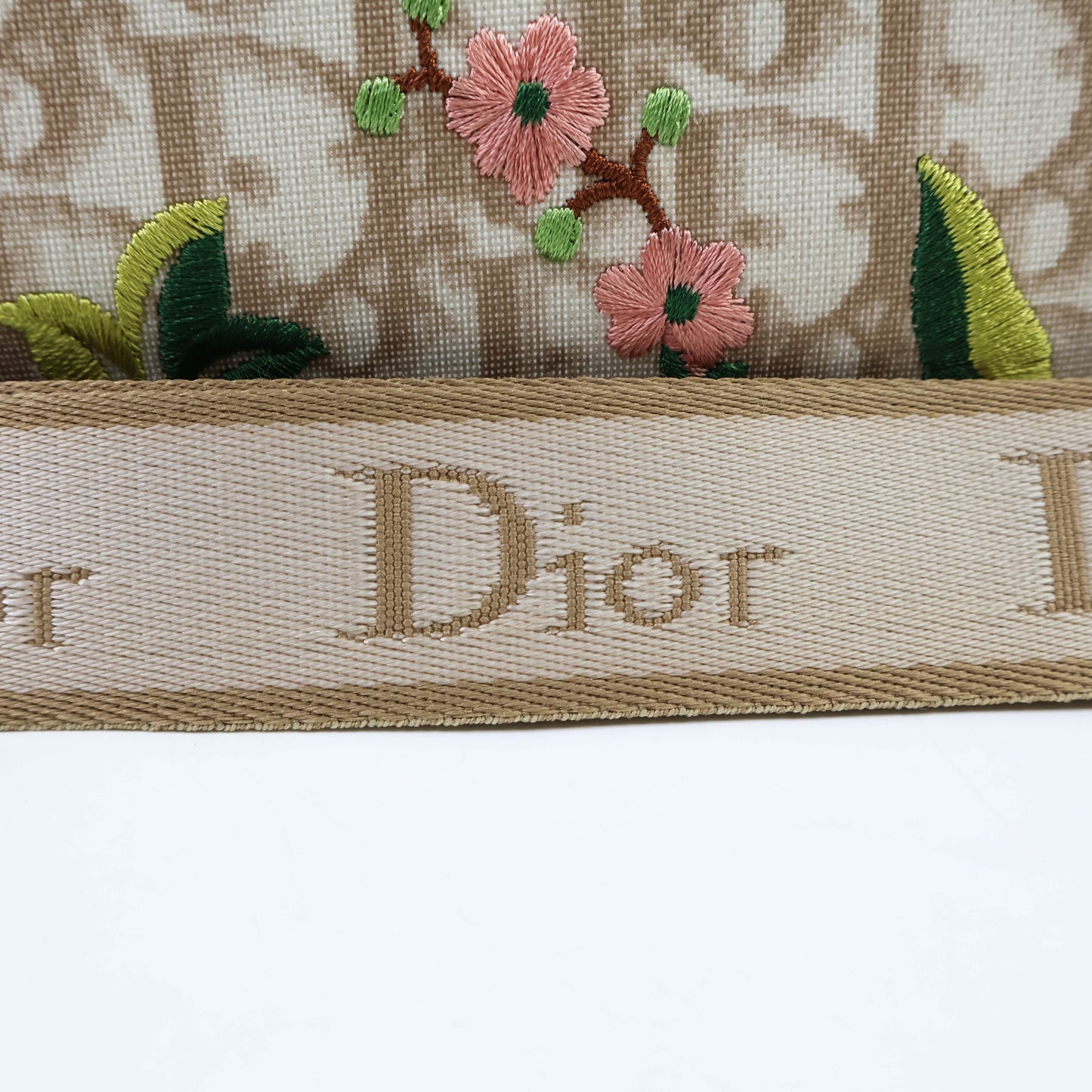 Christian Dior Vintage Crossbody Bag Oblique Beige Flowers