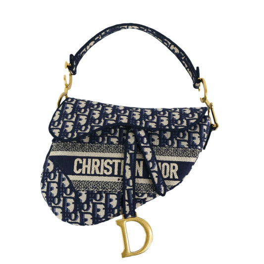 Christian Dior Saddle Medium Canvas Oblique Blue
