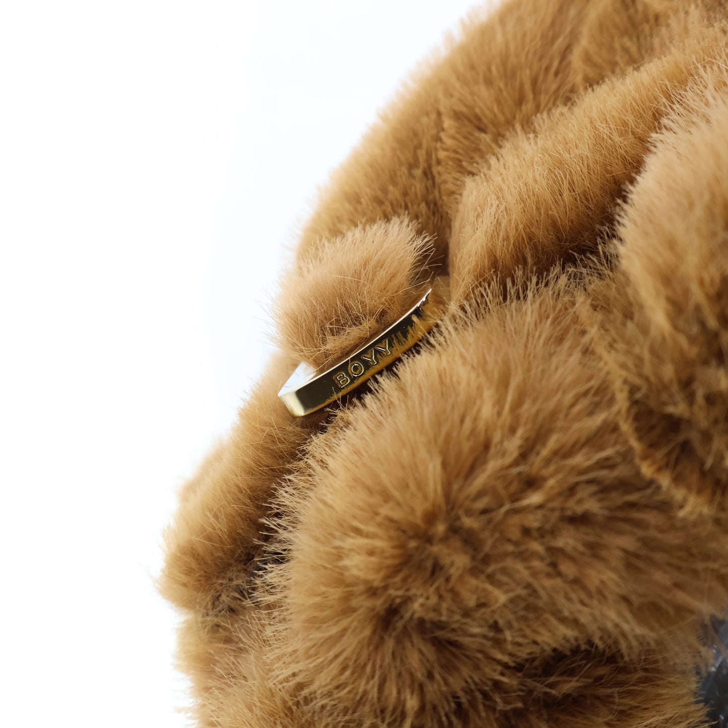 Boyy Scrunchy Faux fur Top Handle Bag Brown