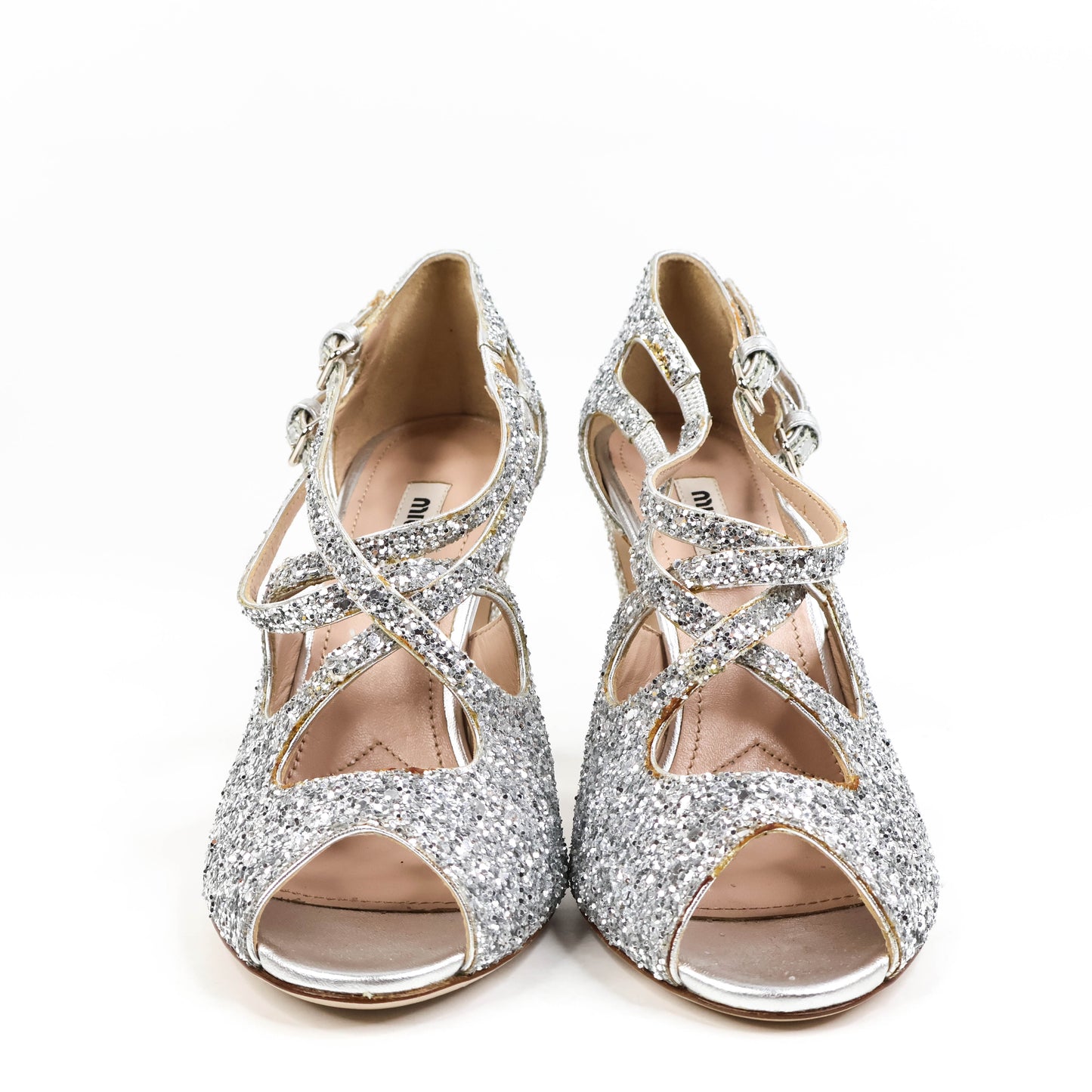 Miu Miu Heels Silver Glitter 36