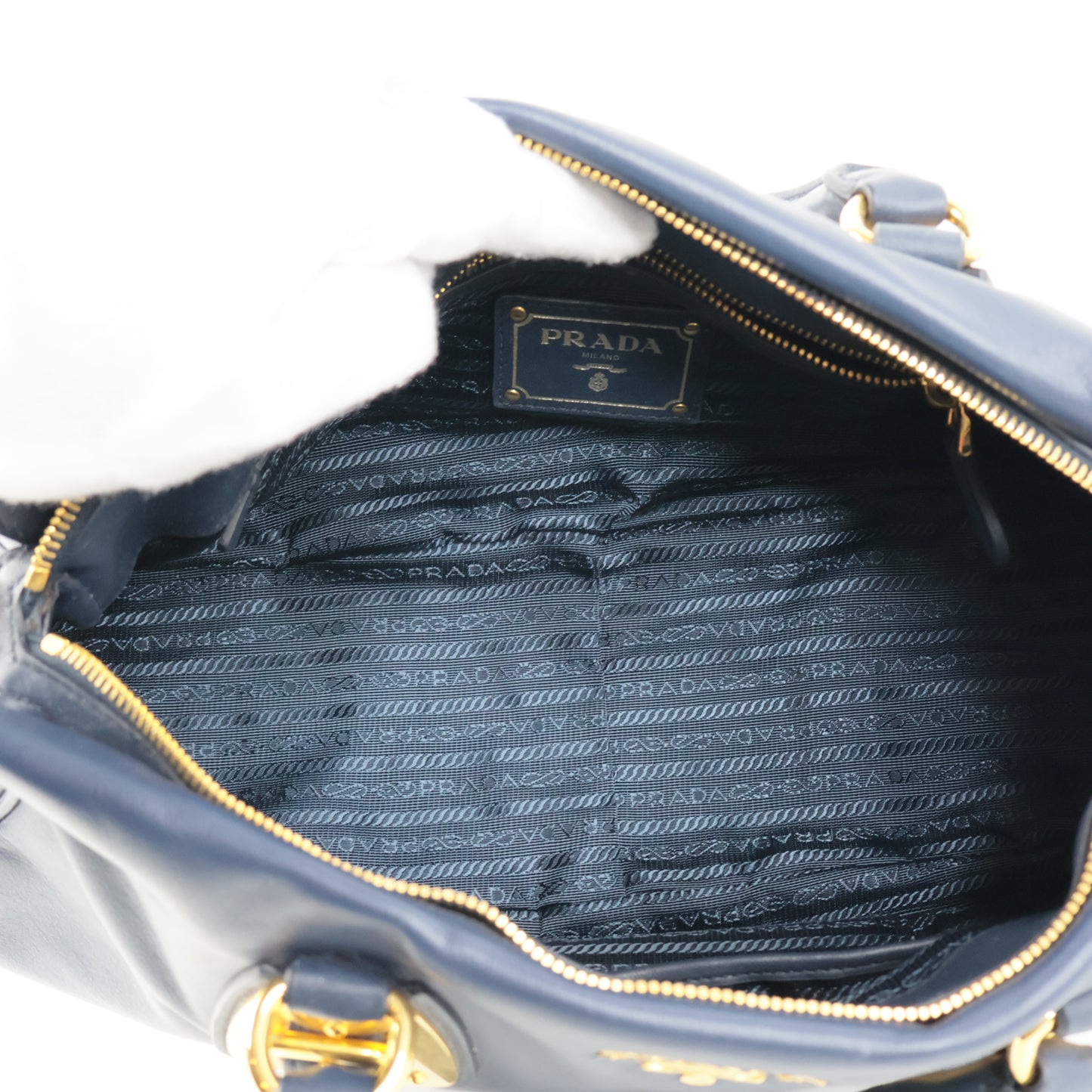 Prada Handbag Leather Navy