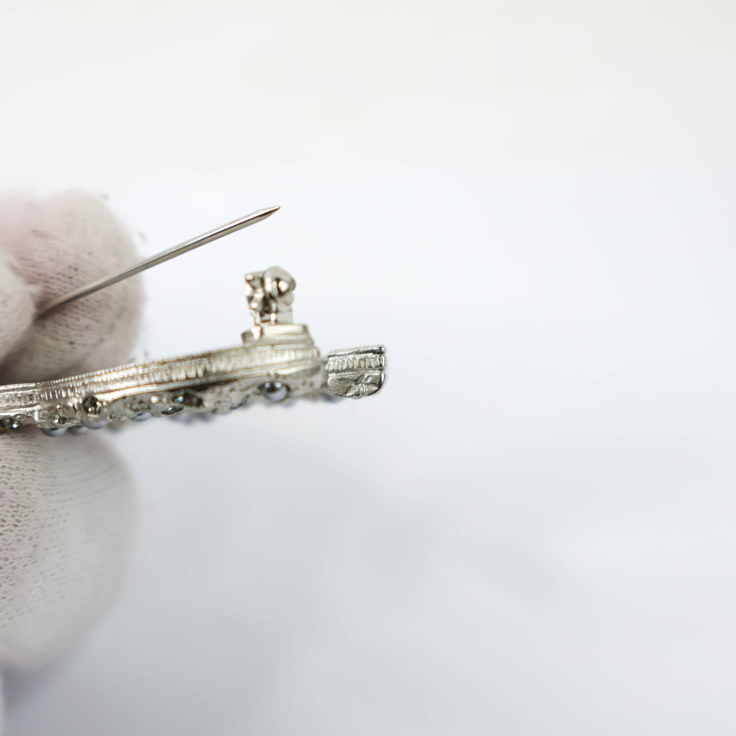 Chanel Brooch Silver Crystal