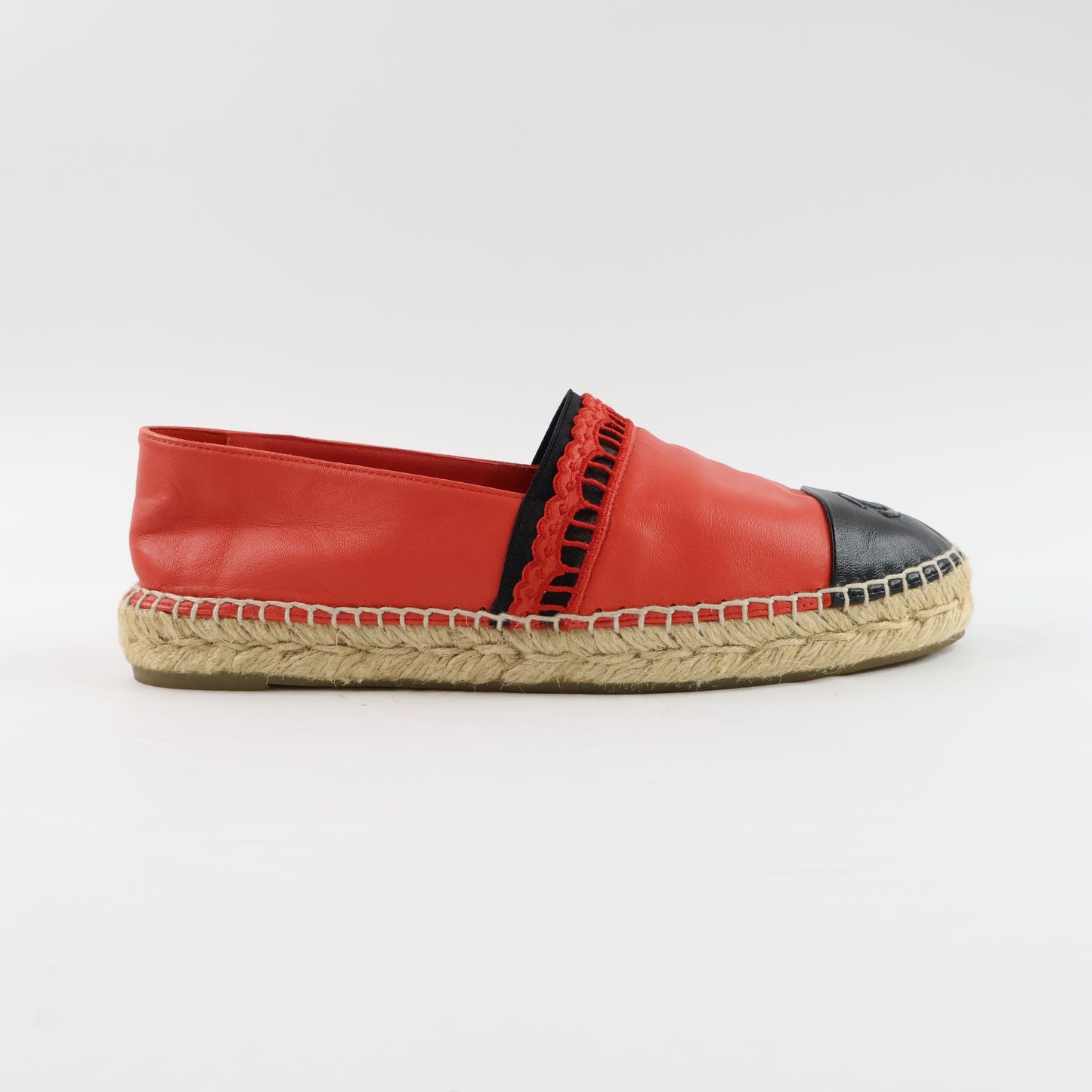 Chanel Espadrille Leather Red 38